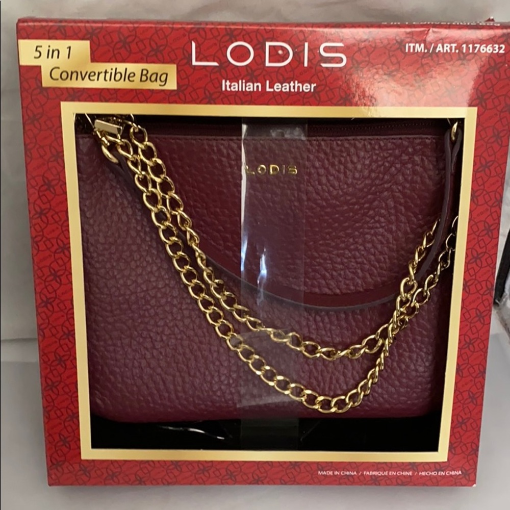 Lodis Italian Leather Crossbody Bag with Gold Chain